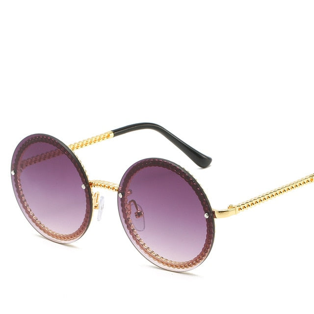 Gafas de sol redondas de marca para mujer, gafas de sol de lujo sin montura para mujer, gafas de sol populares de Europa Ins, gafas de sol para mujer