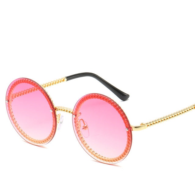Gafas de sol redondas de marca para mujer, gafas de sol de lujo sin montura para mujer, gafas de sol populares de Europa Ins, gafas de sol para mujer
