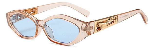 SHAUNA Diamond Sharp Fashion Metal Jumping Cheetah Decoración Moda Mujeres Pequeñas Gafas De Sol De Ojo De Gato
