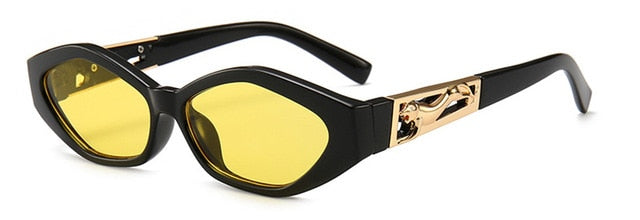 SHAUNA Diamond Sharp Fashion Metal Jumping Cheetah Decoración Moda Mujeres Pequeñas Gafas De Sol De Ojo De Gato