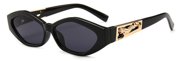 SHAUNA Diamond Sharp Fashion Metal Jumping Cheetah Decoración Moda Mujeres Pequeñas Gafas De Sol De Ojo De Gato