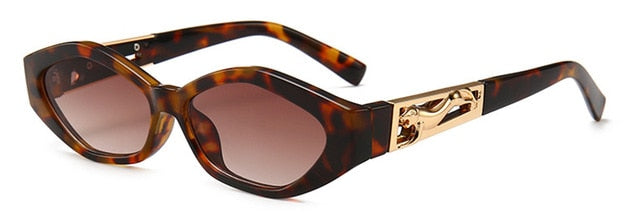SHAUNA Diamond Sharp Fashion Metal Jumping Cheetah Decoración Moda Mujeres Pequeñas Gafas De Sol De Ojo De Gato