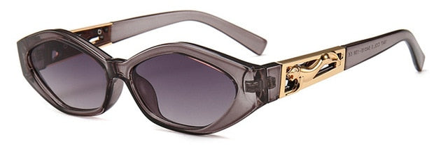 SHAUNA Diamond Sharp Fashion Metal Jumping Cheetah Decoración Moda Mujeres Pequeñas Gafas De Sol De Ojo De Gato