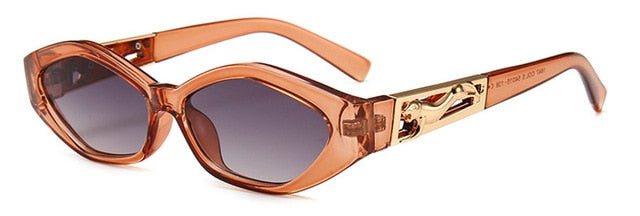 SHAUNA Diamond Sharp Fashion Metal Jumping Cheetah Decoración Moda Mujeres Pequeñas Gafas De Sol De Ojo De Gato