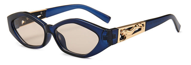 SHAUNA Diamond Sharp Fashion Metal Jumping Cheetah Decoración Moda Mujeres Pequeñas Gafas De Sol De Ojo De Gato