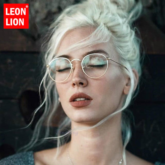 ليون لايون مرآة معدنية النظارات الشمسية النساء خمر العلامة التجارية مصمم نظارات مستديرة مسطحة UV400 فوز الشارع Oculos De Sol Gafas
