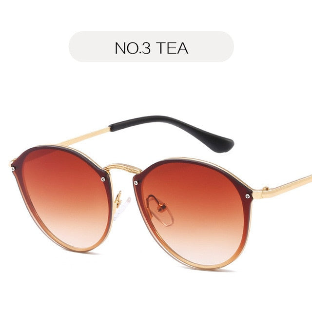 NYWOOH-gafas de sol tipo ojo de gato para mujer, lentes de sol con revestimiento de lujo, estilo espejo, Retro, sin montura, de Metal, UV400