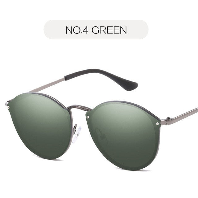 NYWOOH-gafas de sol tipo ojo de gato para mujer, lentes de sol con revestimiento de lujo, estilo espejo, Retro, sin montura, de Metal, UV400