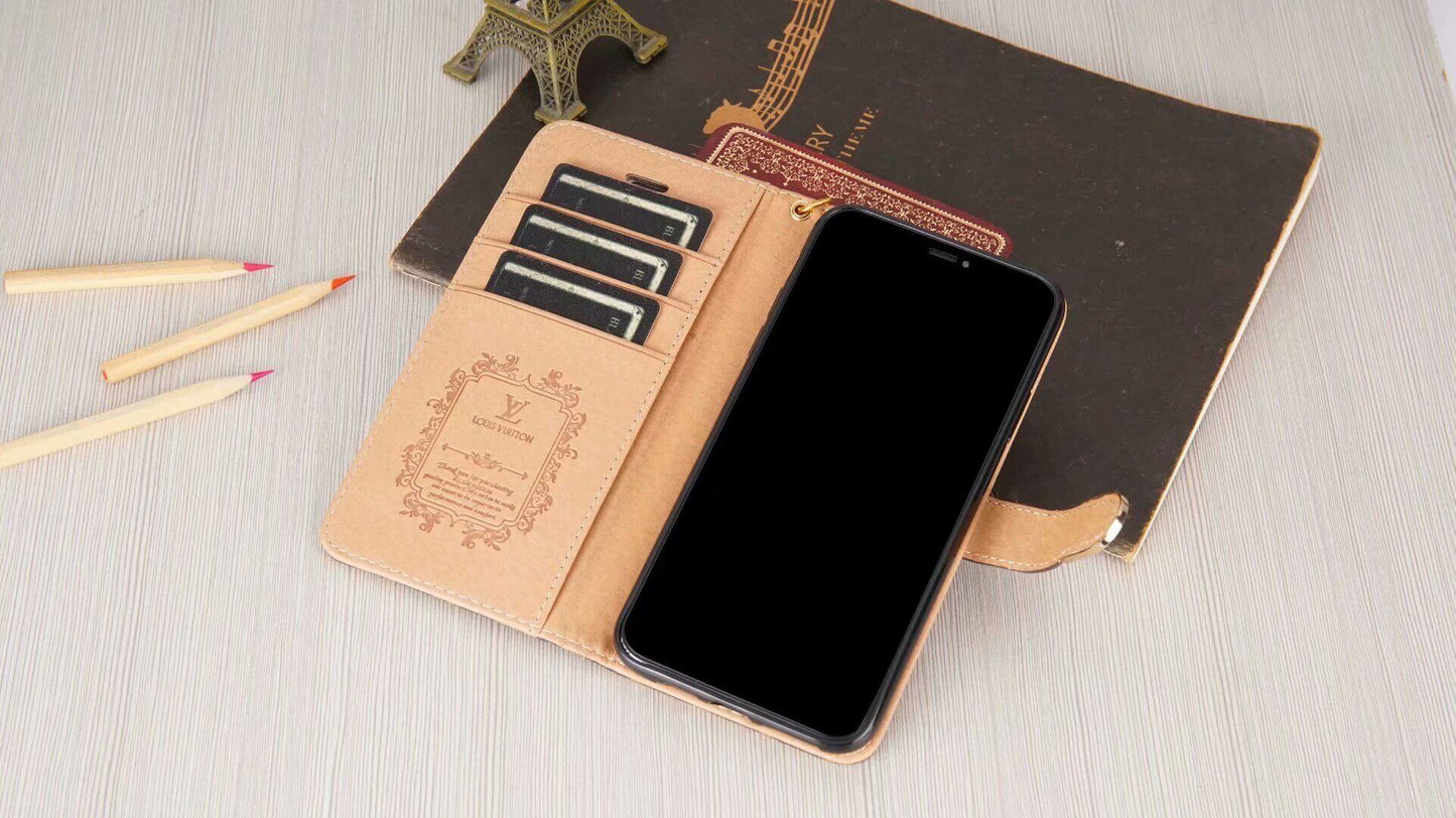 Étui portefeuille de luxe monogramme pour Samsung – Damier noir