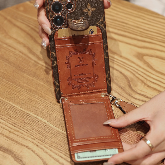 Lyxigt Monogram Läder Multi-Function Telefonfodral med handledsrem