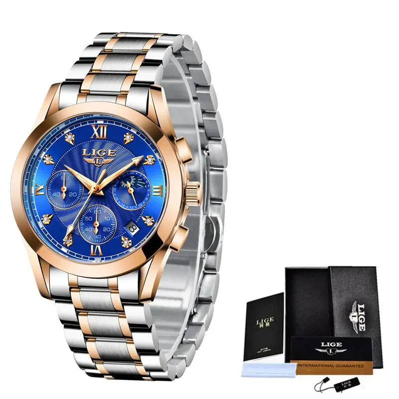 Luxusní dámské hodinky Shark & Sapphire Golden Radiance