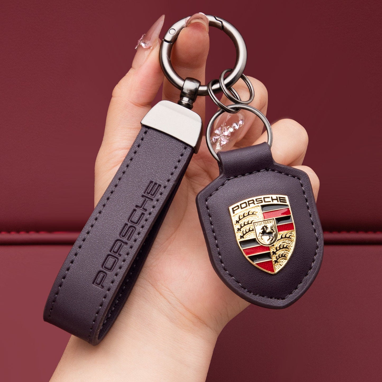 Porsche-Schlüsselanhänger aus echtem Leder
