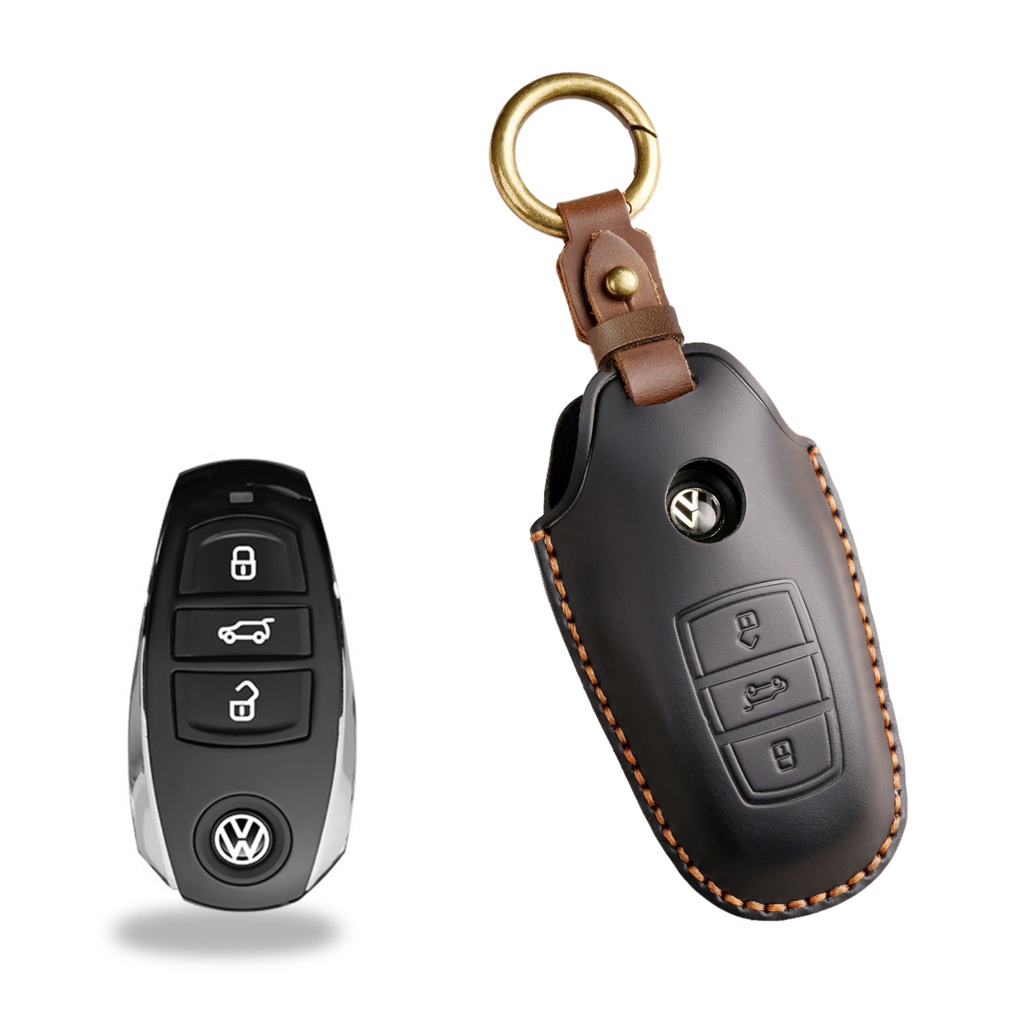 Husă pentru chei Volkswagen din piele granulată