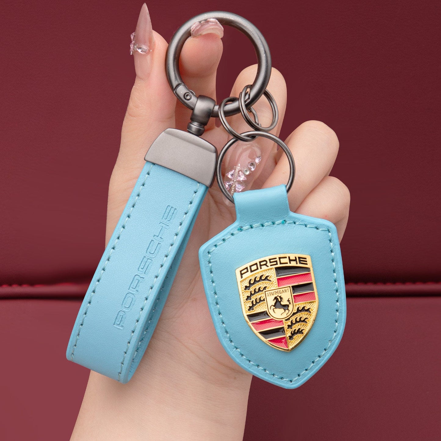Porsche-Schlüsselanhänger aus echtem Leder