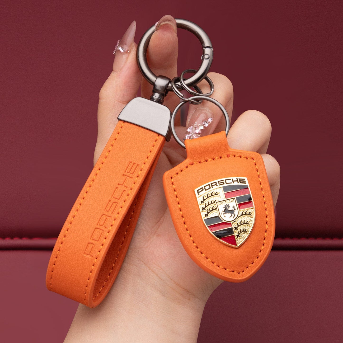 Porsche-Schlüsselanhänger aus echtem Leder