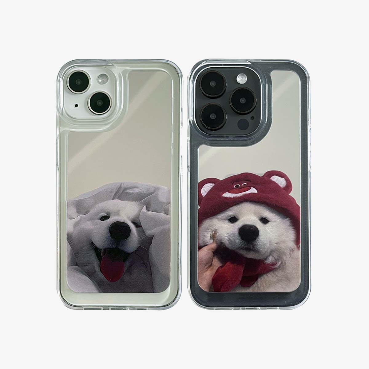 Zrcadlové pouzdro na iPhone | Pár samojedů (kupte 2 a získejte 50% slevu na jeden)