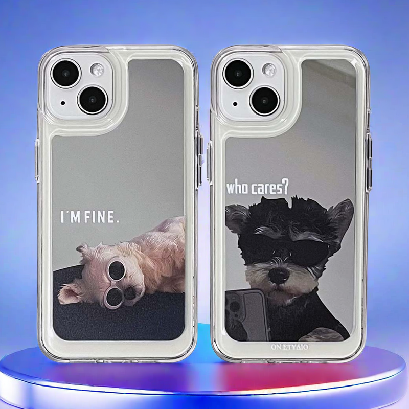 Funda espejo iPhone | Pareja de perros, estoy bien (compre 2 y obtenga un 50 % de descuento en uno)